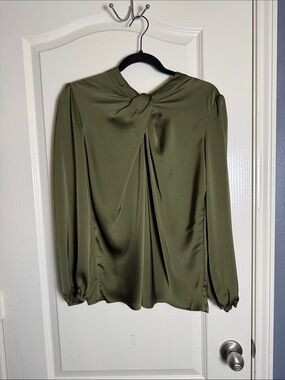 GRACE KARIN Women's Long Sleeve Satin Blouse in olive green